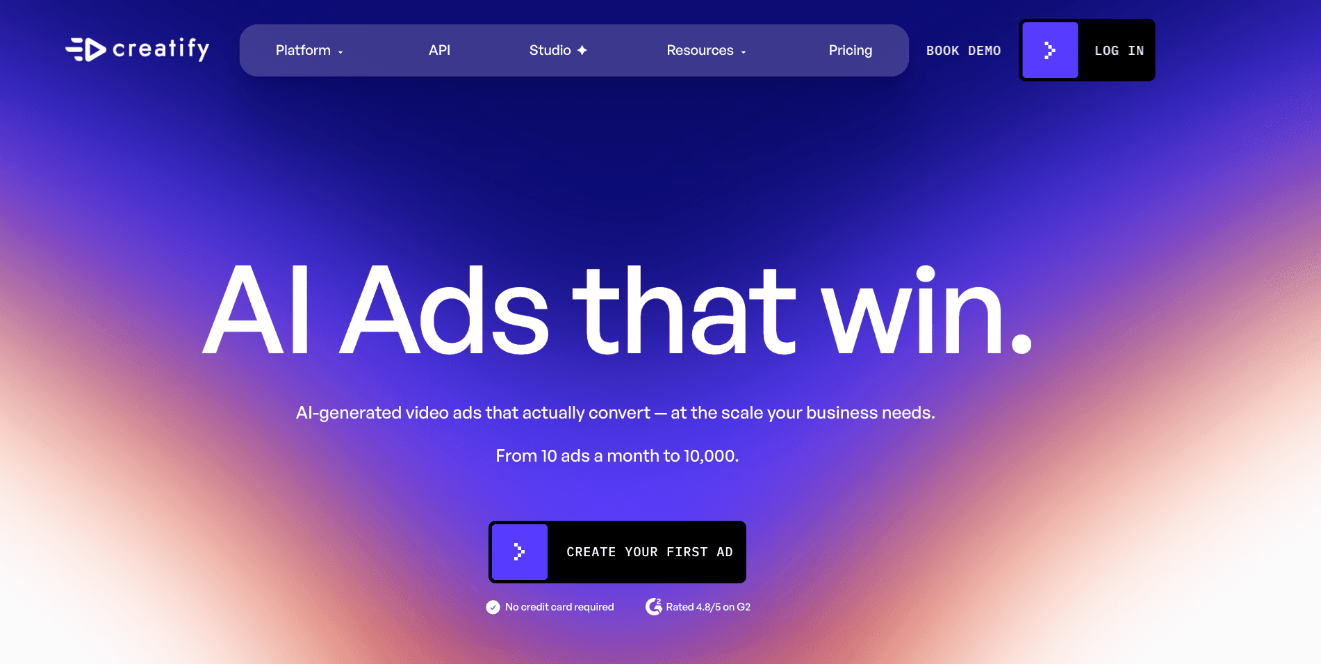 Creatify homepage screenshot