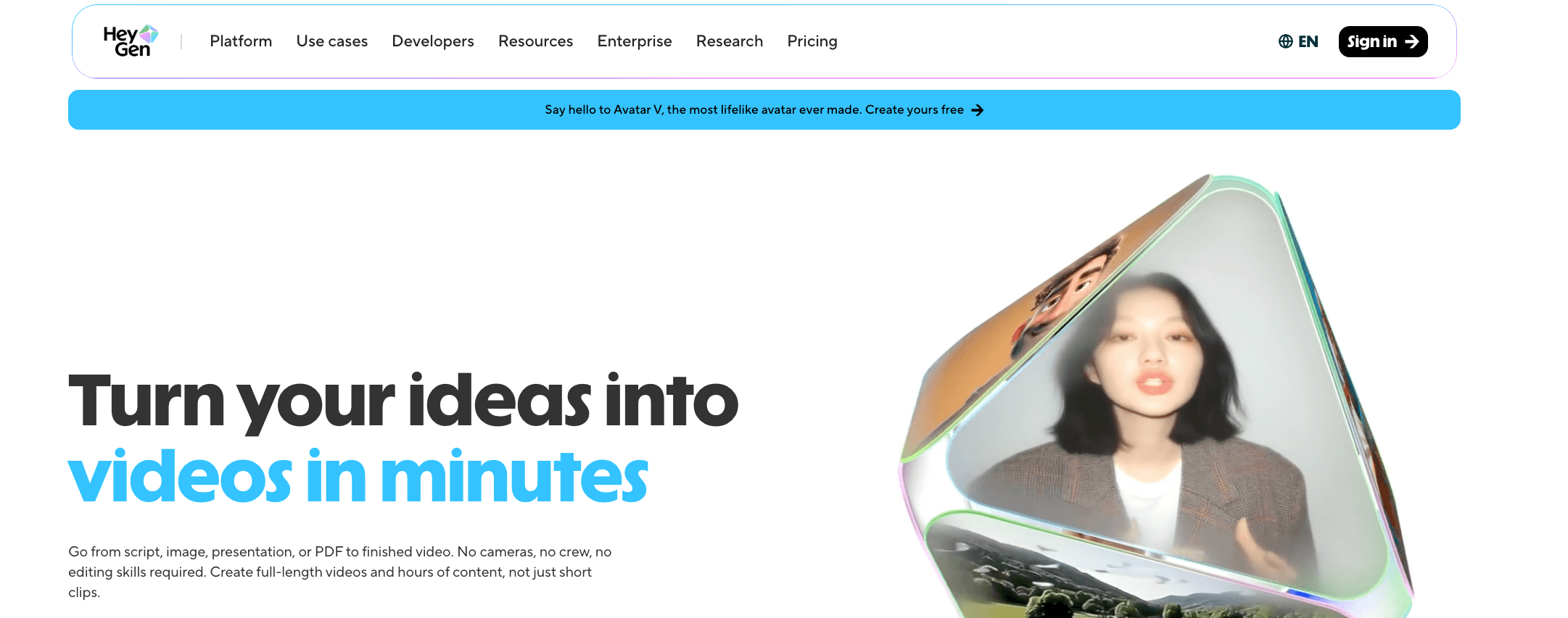 HeyGen homepage screenshot