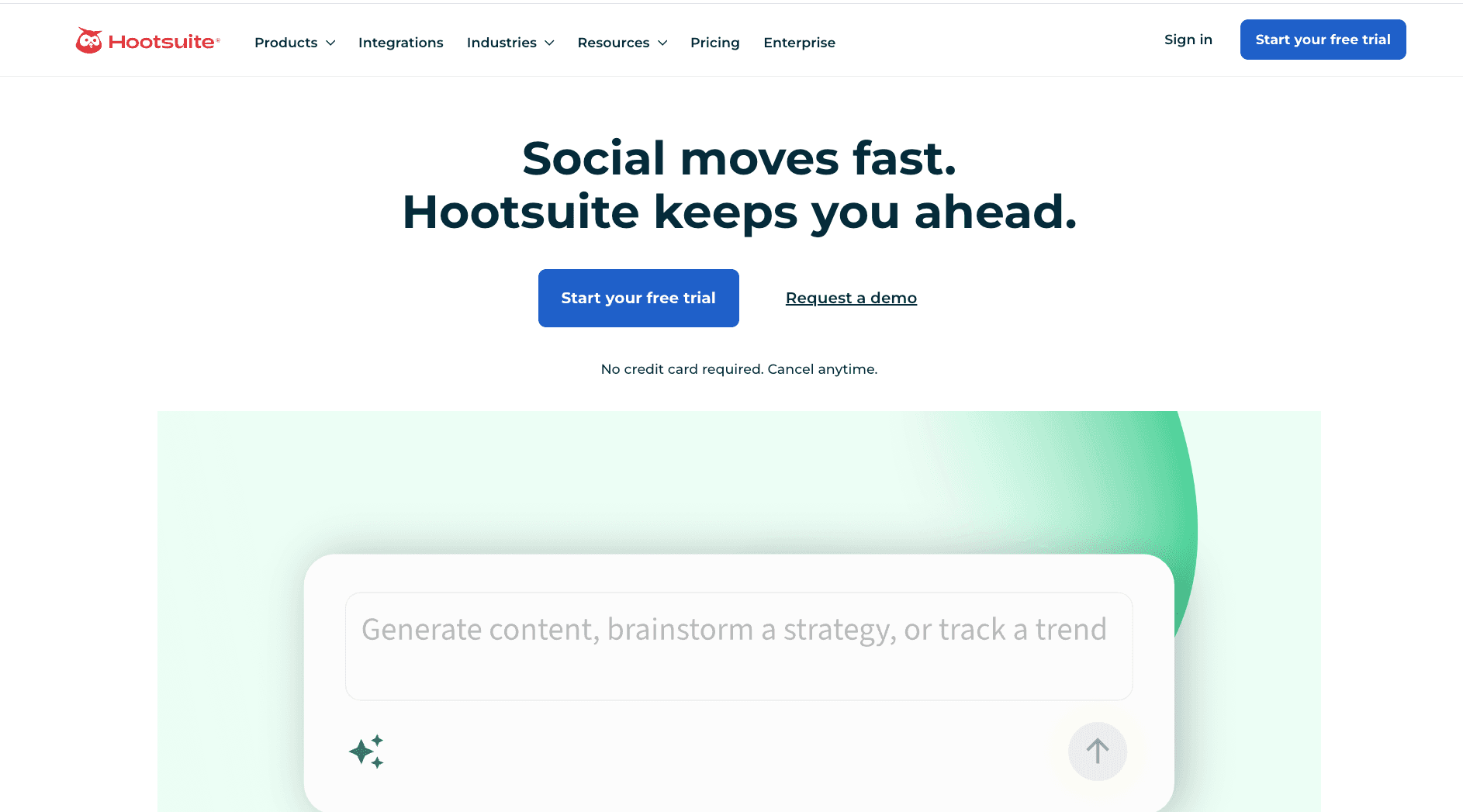 Hootsuite homepage screenshot