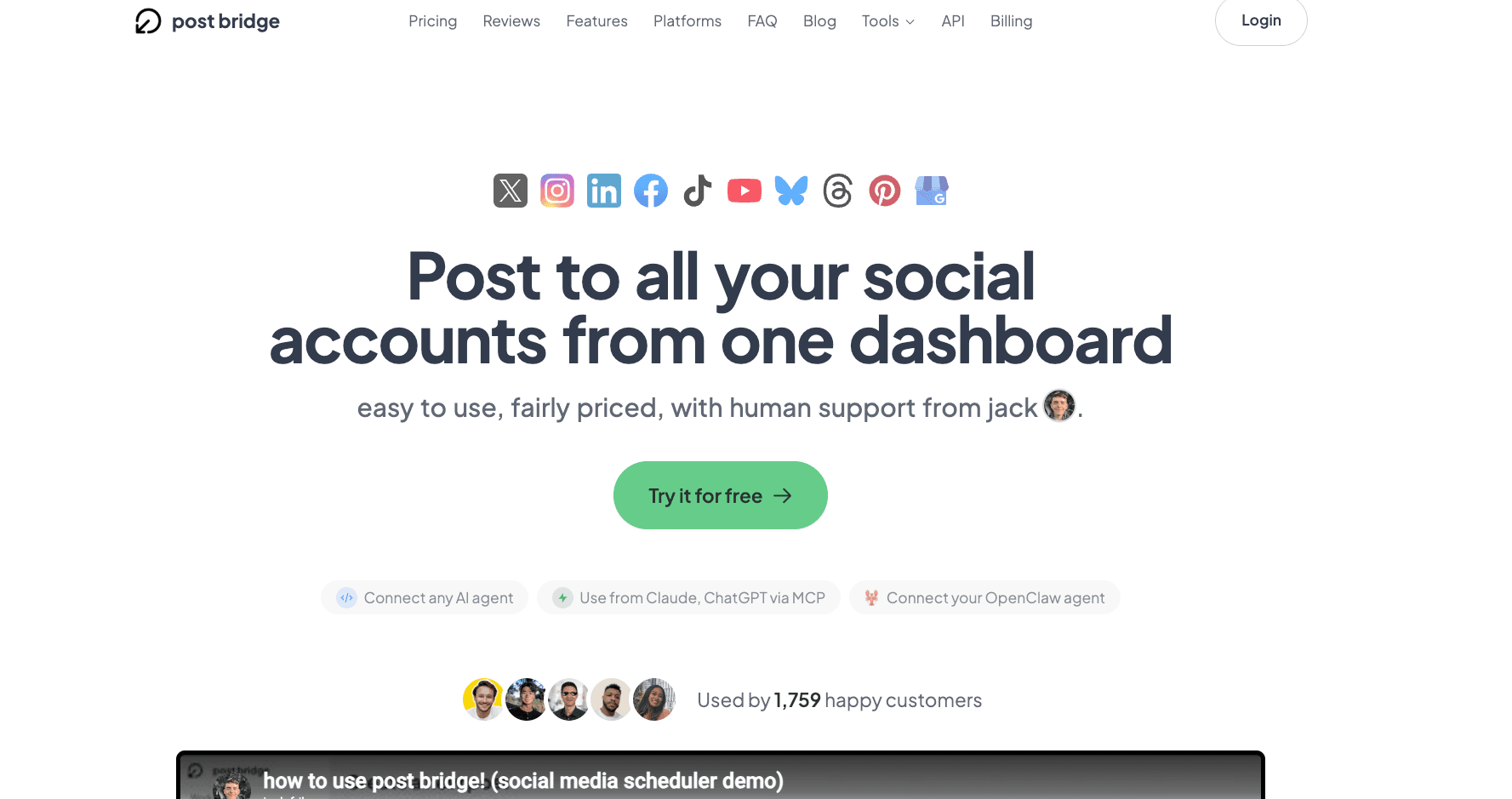 Post Bridge homepage screenshot
