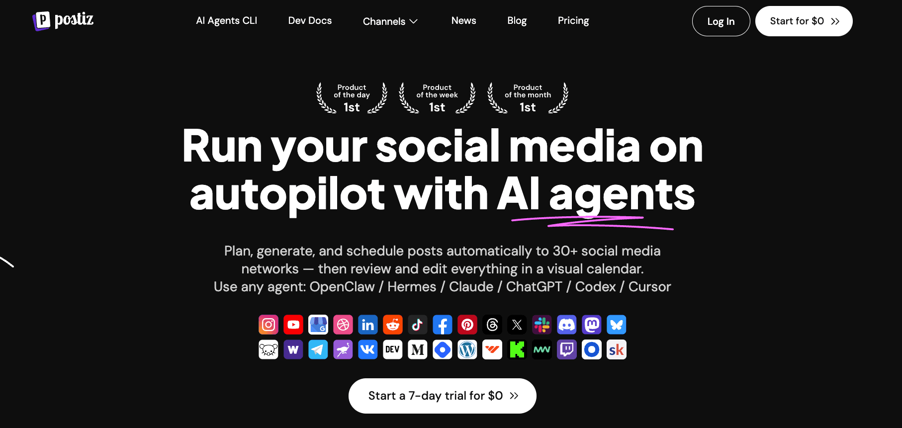 Postiz homepage screenshot