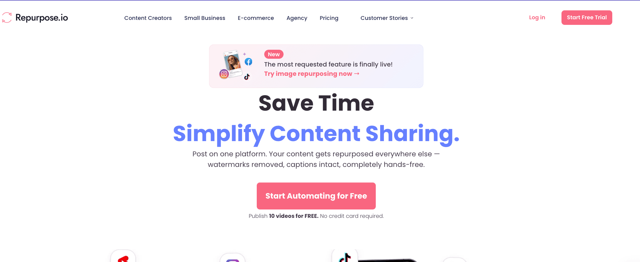 Repurpose.io homepage screenshot