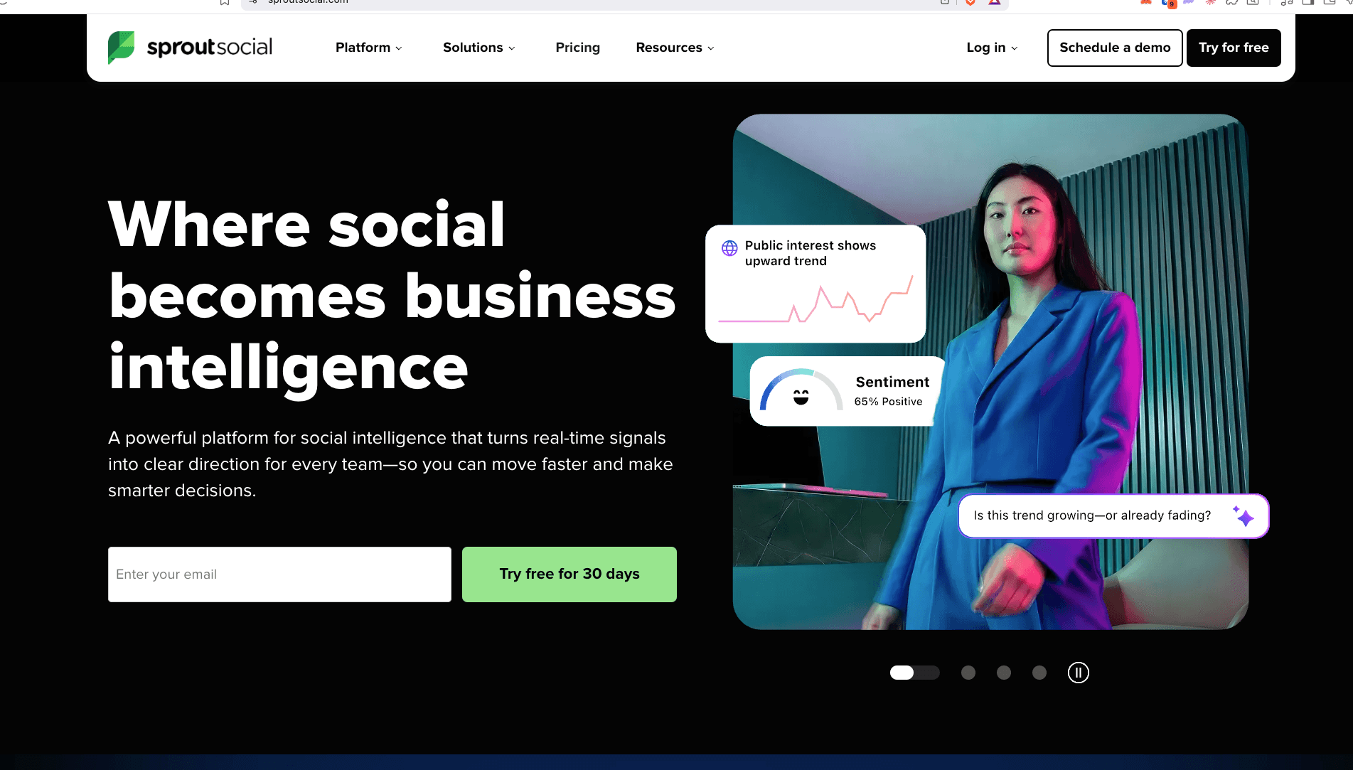 Sprout Social homepage screenshot