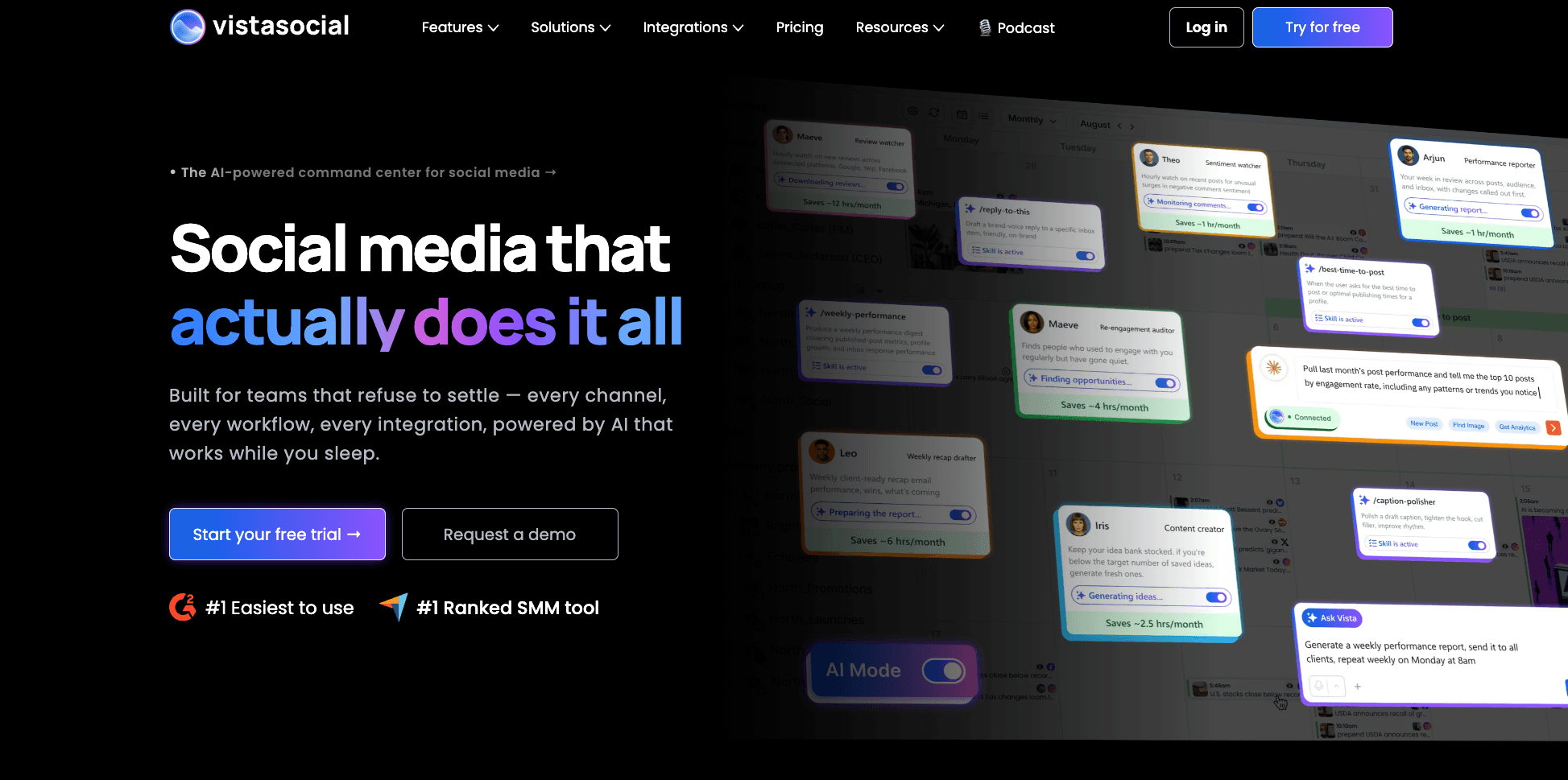Vista Social homepage screenshot