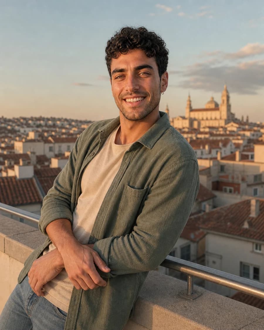 KI-Influencer auf der Dachterrasse