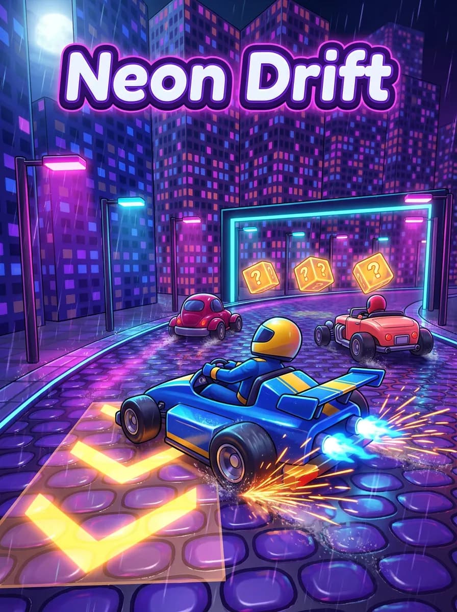 Neon Drift, a playable game made with VidGuy