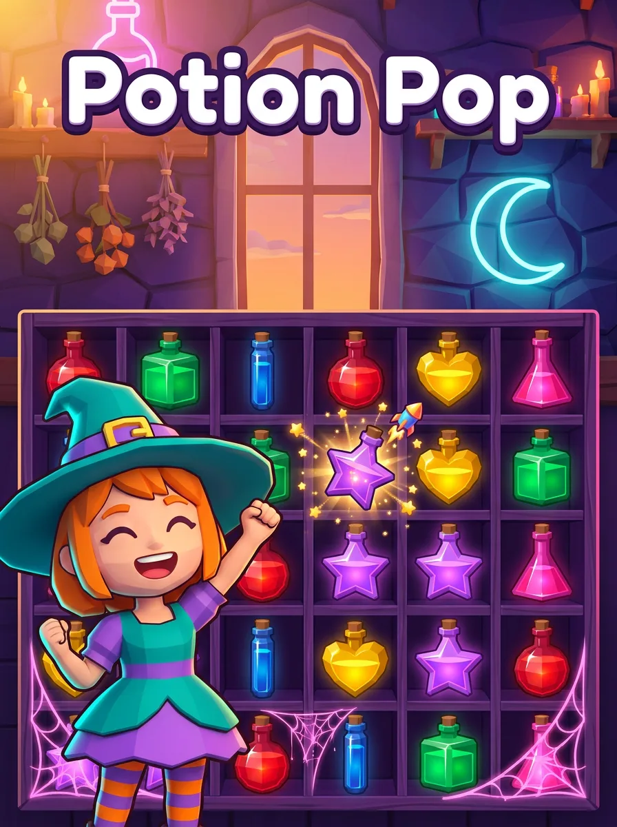 Potion Pop, a puzzle game made with VidGuy